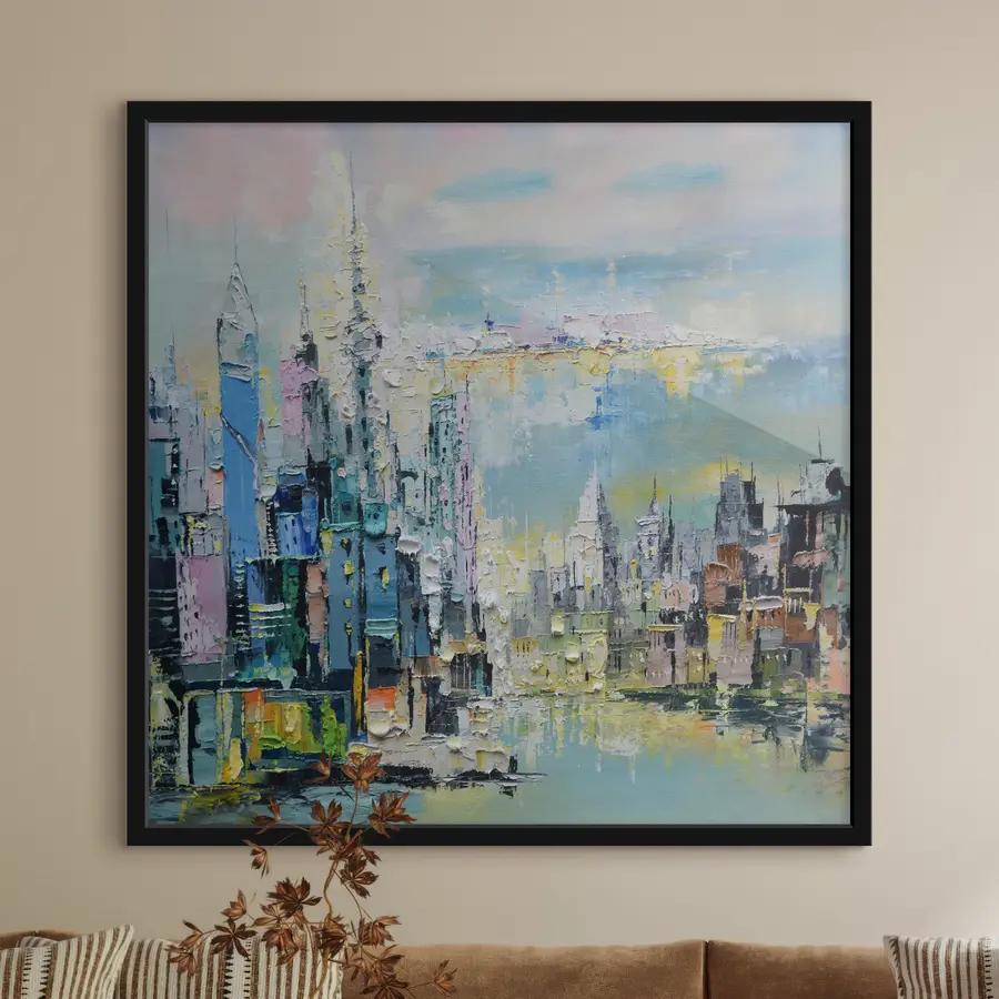 Fototapete Farbenfrohes Stadtbild unter einem traumhaften Himmel f02116