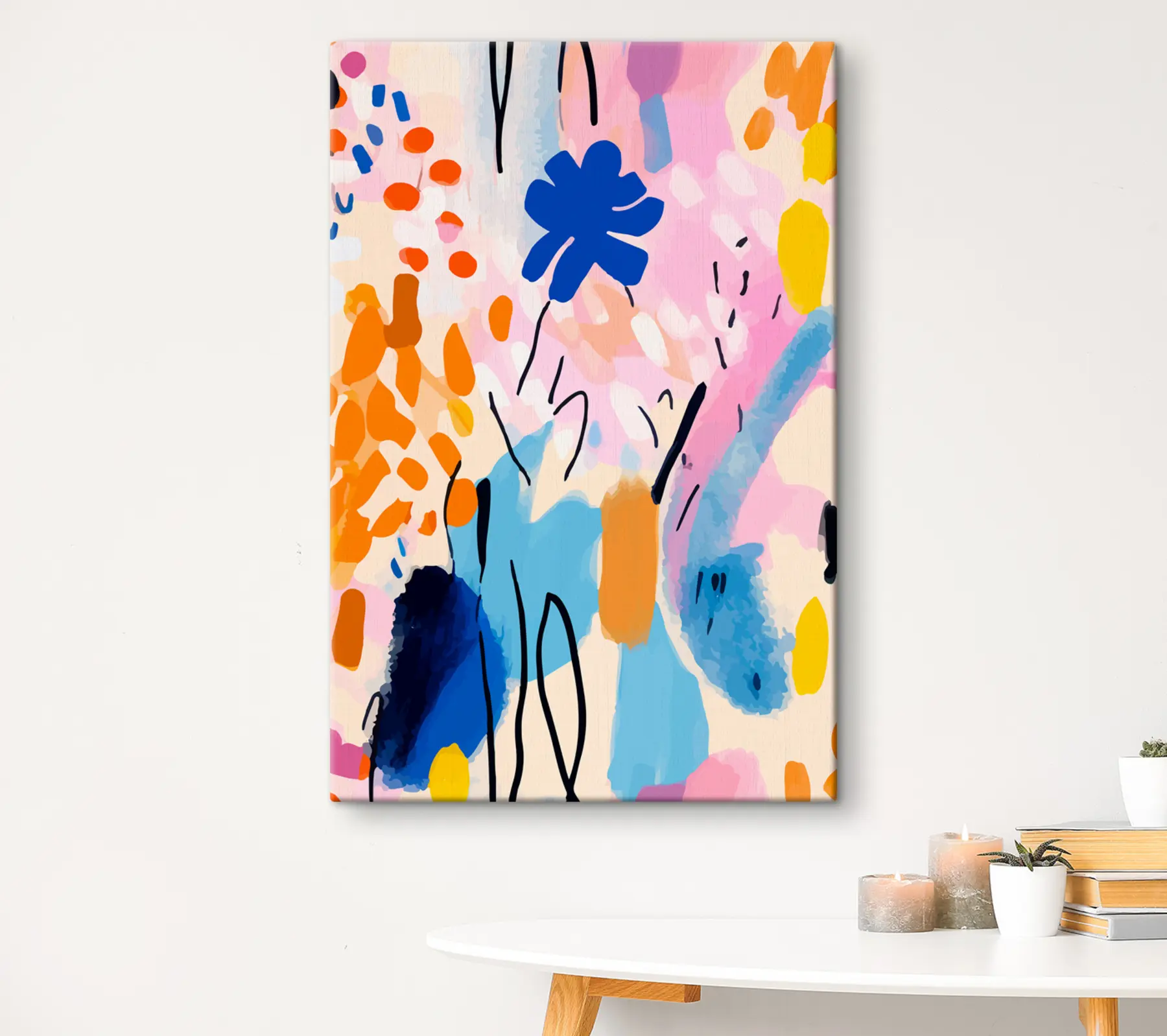 Wandbilder Lebendige Farben und abstrakte Formen prallen aufeinander s36596