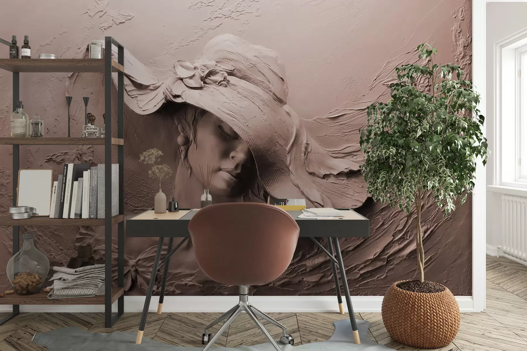 Fototapete Frau mit Hut 3D u62592v1