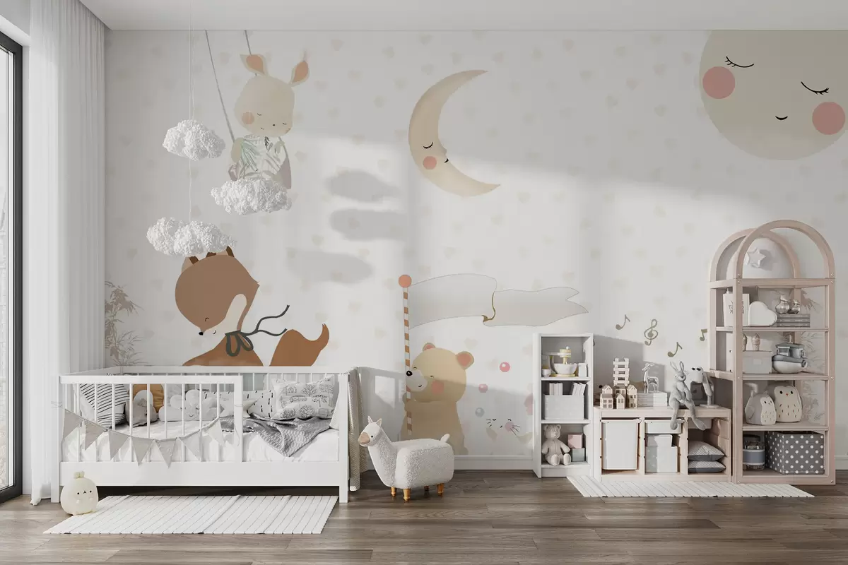 Fototapete Tapetendesign mit niedlichen Tieren u99000