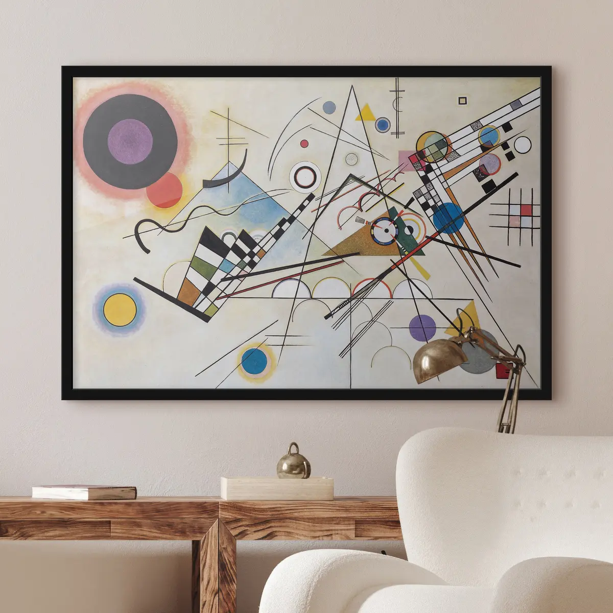 Poster Abstrakte Formen und Farben prallen dynamisch aufeinander f01030