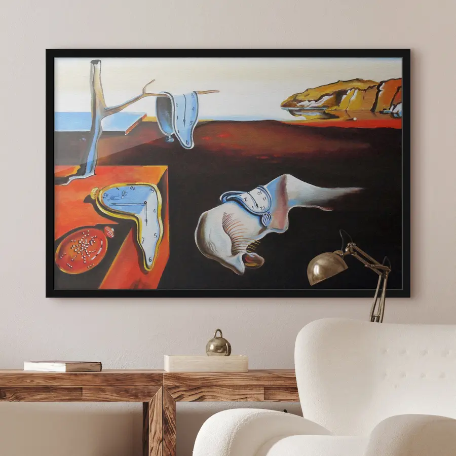 Fototapete Surreale Landschaft aus schmelzenden Zeitmessern f16070