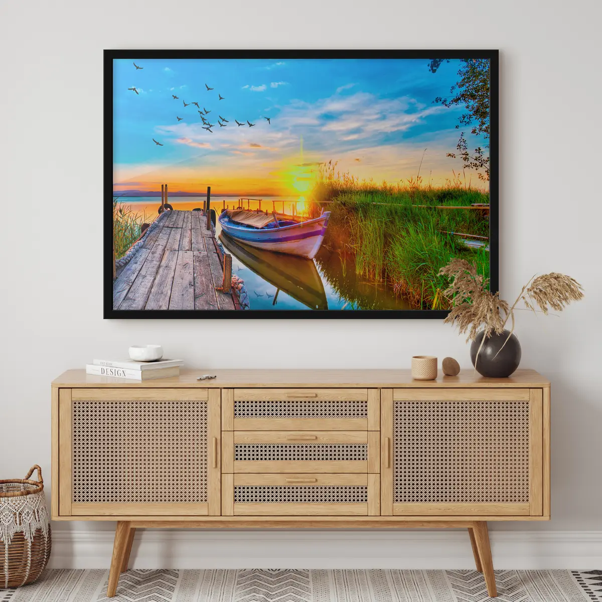 Poster Ruhiger Sonnenuntergang auf stillen Gewässern f17989