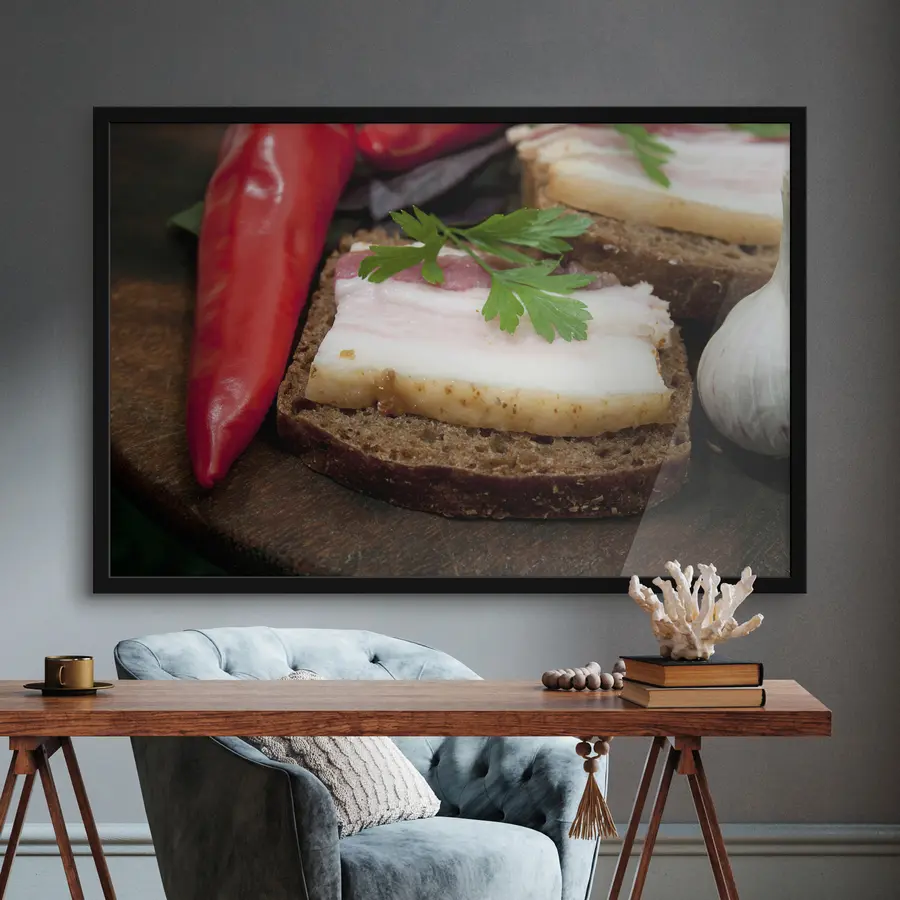 Fototapete Herzhafte Scheibe auf herzhaftem Brot f27131