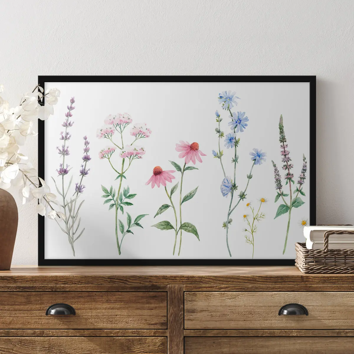 Poster Zarte Blüten in sanften Aquarelltönen f34064