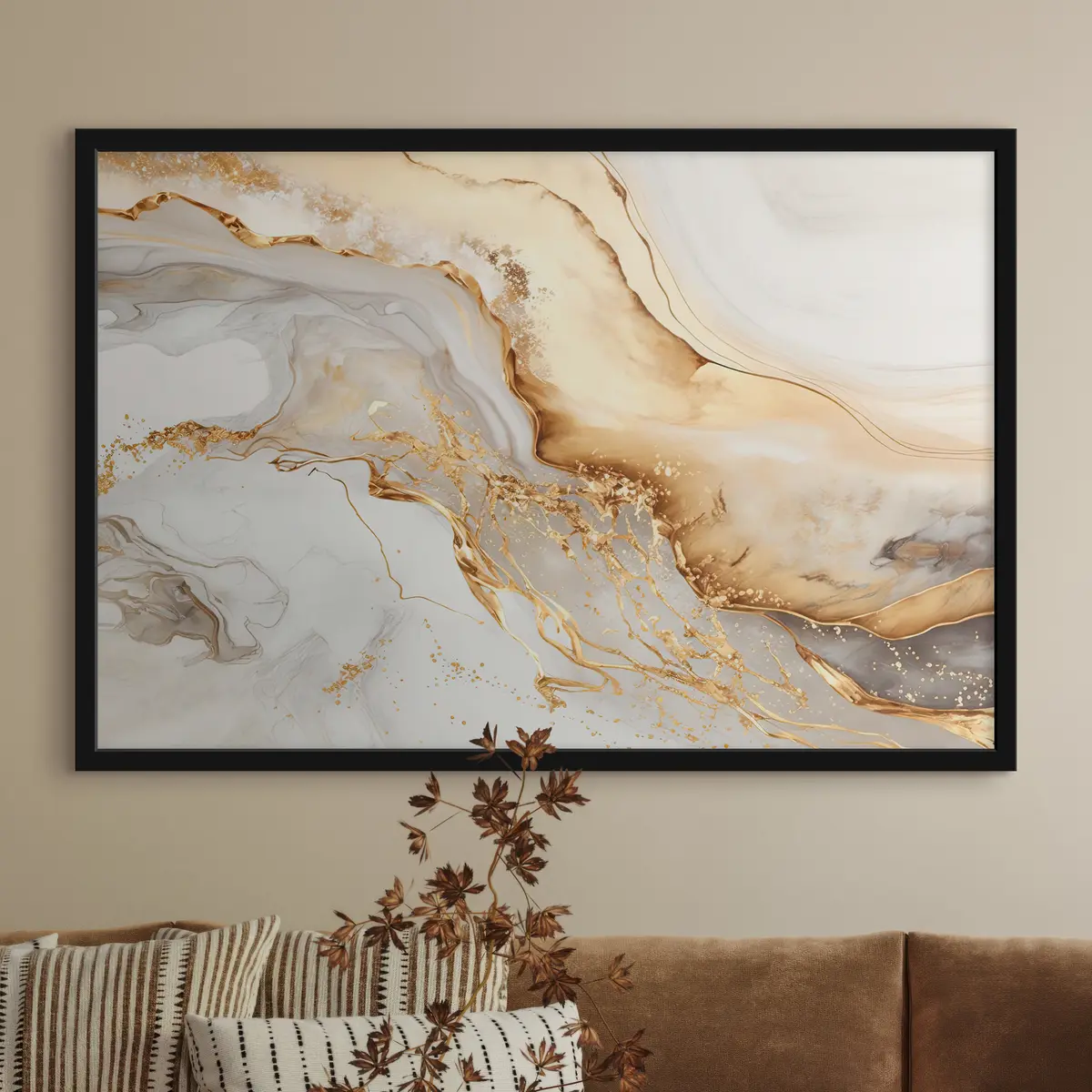 Poster Weiß und Beige f34129