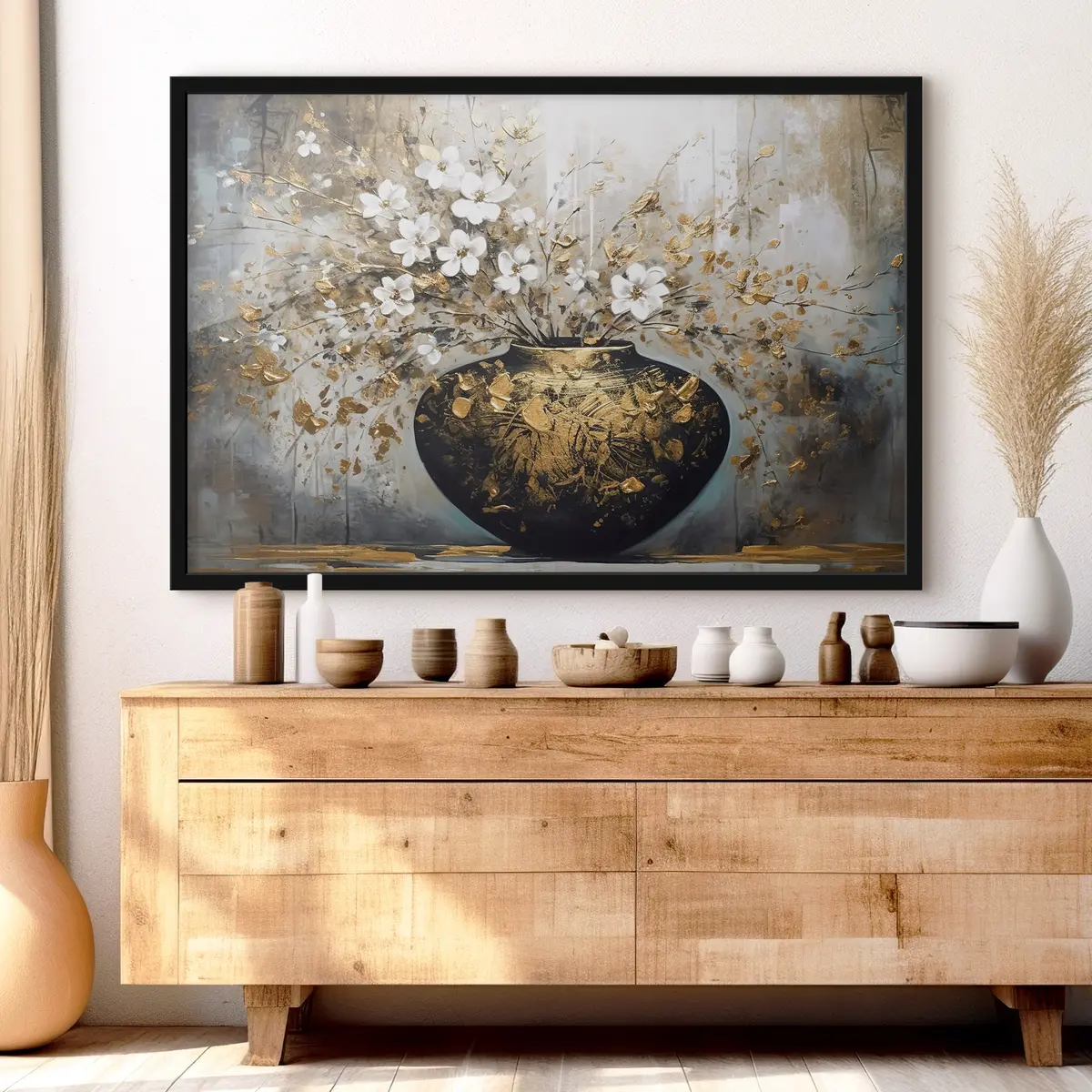 Poster Elegante Vase, geschmückt mit leuchtenden Blüten f35377