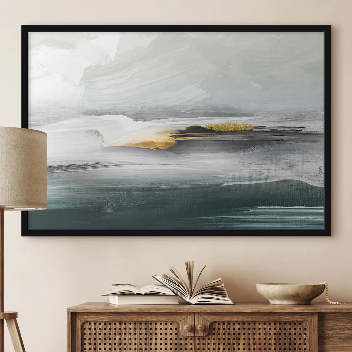 Poster Elegante abstrakte Landschaft in sanften Farbtönen f36303