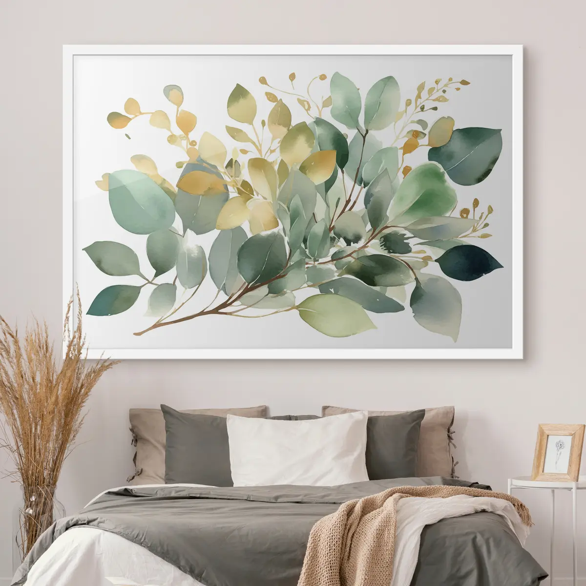 Poster Üppiges Grün in sanften Aquarelltönen f36365