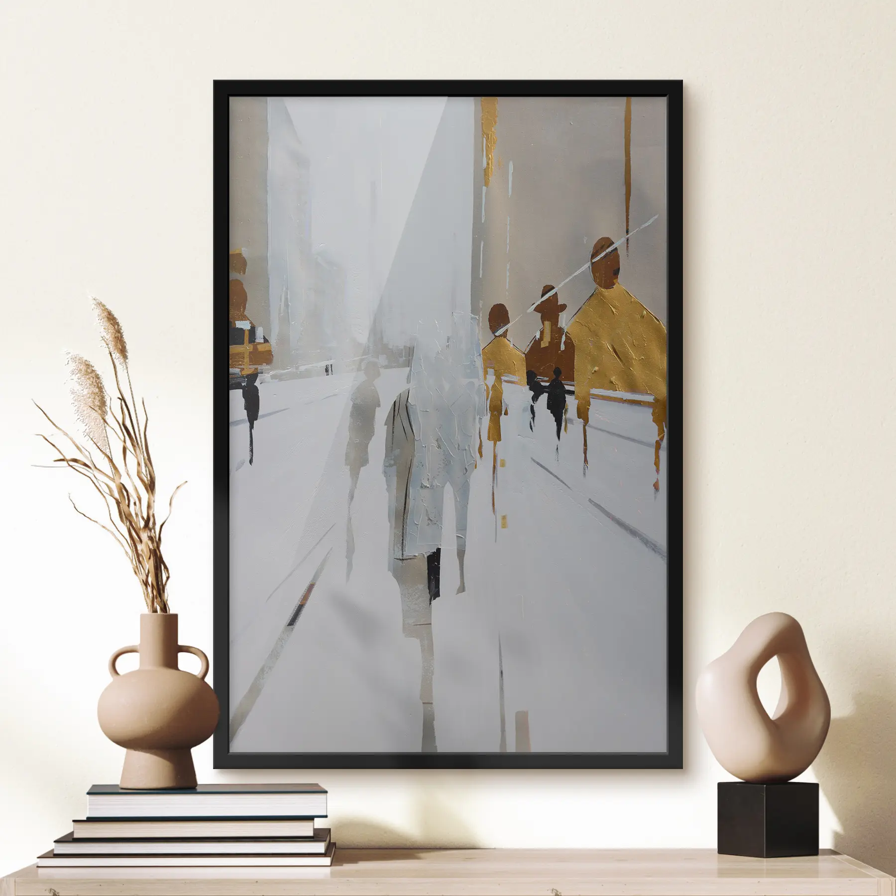 Fototapete Städtische Figuren in einer gedämpften Landschaft f05079