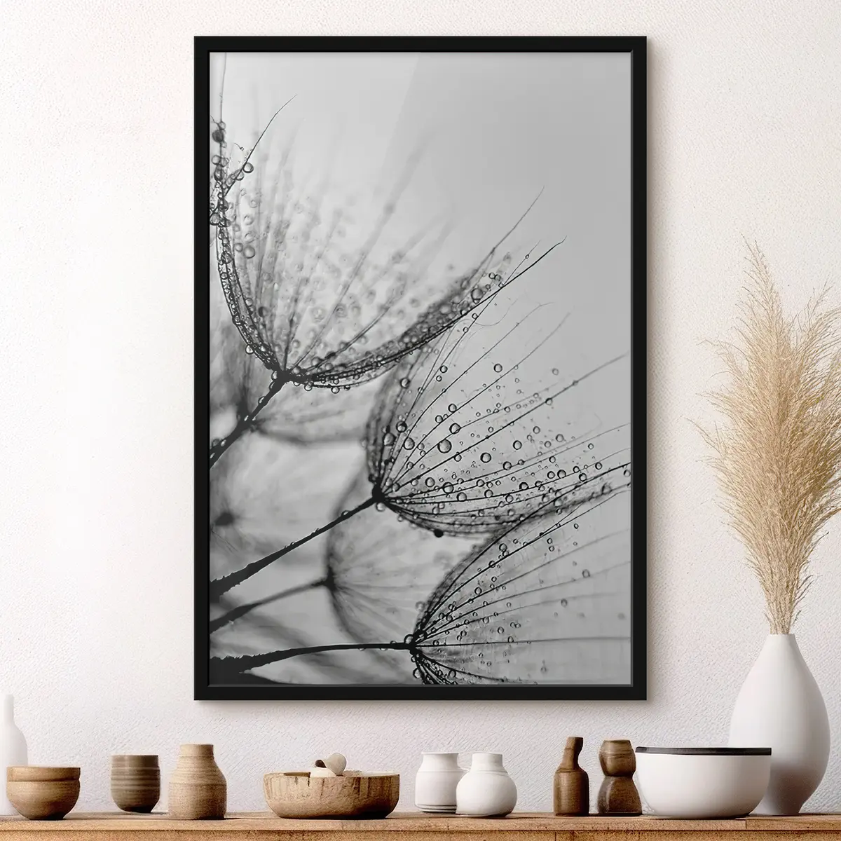Poster Zarte Muster, eingefangen in Wassertropfen f20828