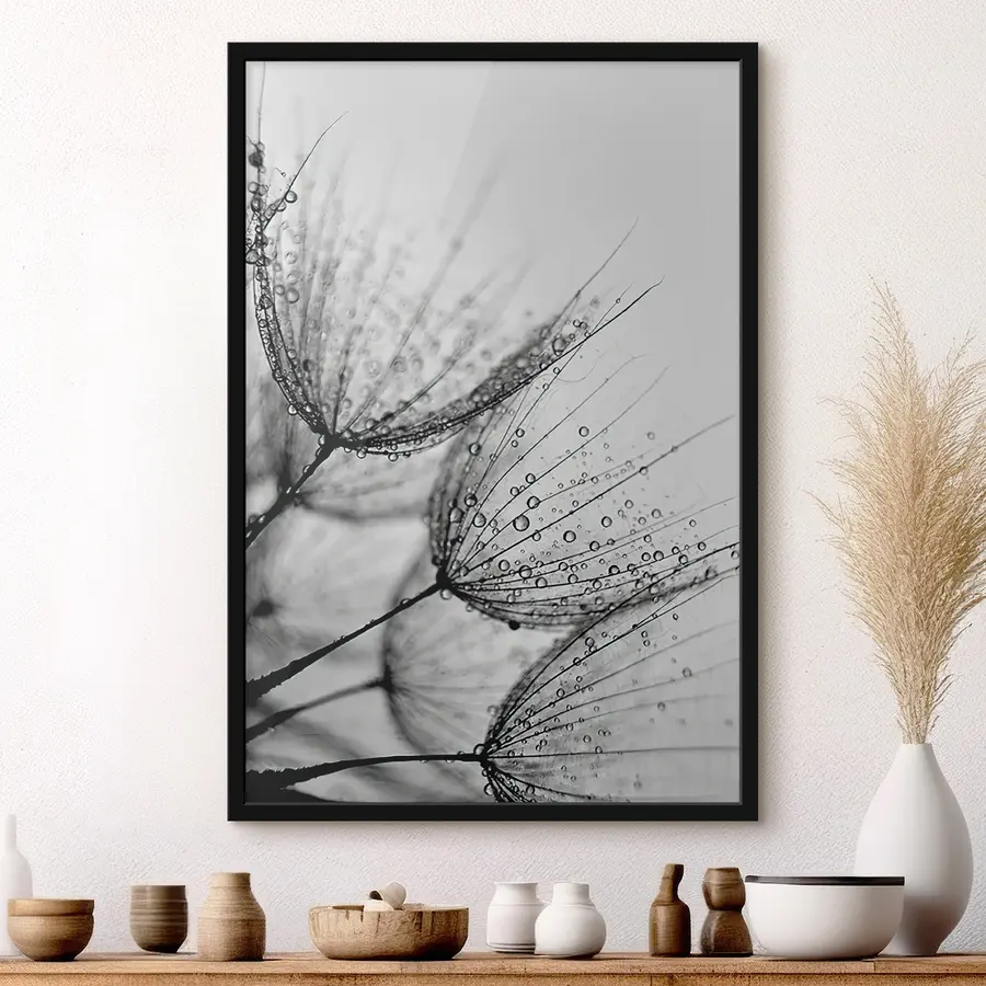 Fototapete Zarte Muster, eingefangen in Wassertropfen f20828