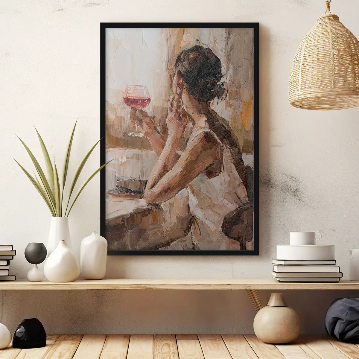 Poster Mit einem Drink in der Hand über das Leben nachdenken f34590