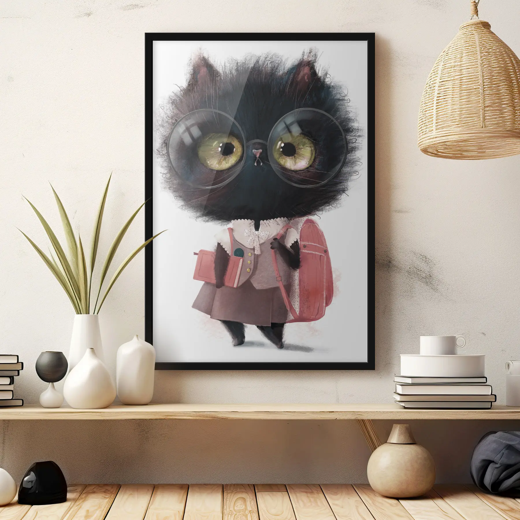 Fototapete Schlaues Kätzchen bereit für die Schule f34994