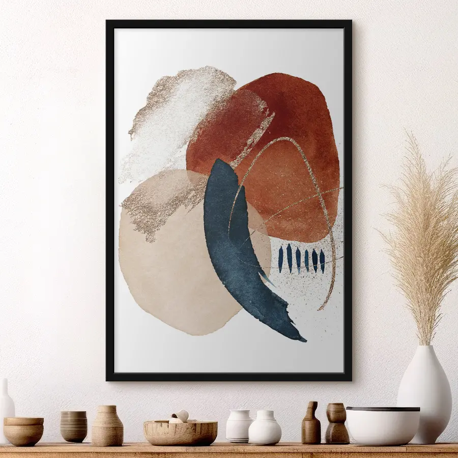 Fototapete Beiges Aquarellmuster und Elemente auf weißem Hintergrund f35954