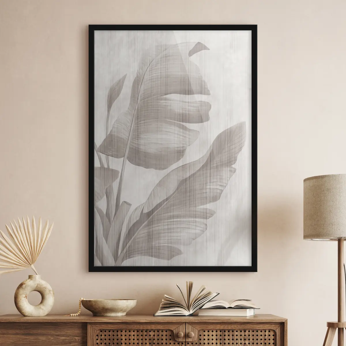 Poster Elegantes Laub in sanften Tönen f35851