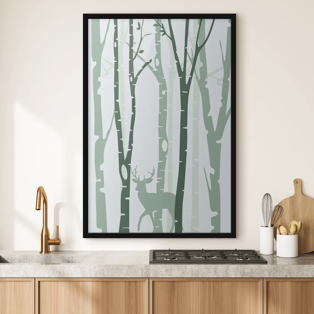 Poster Ein ruhiger Hirsch im Waldschatten f36393v1