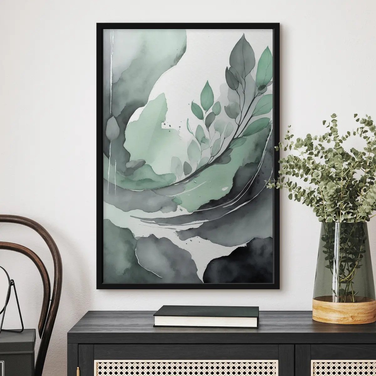 Poster Elegante Wasserfarbenblätter in sanften Farbtönen f36502