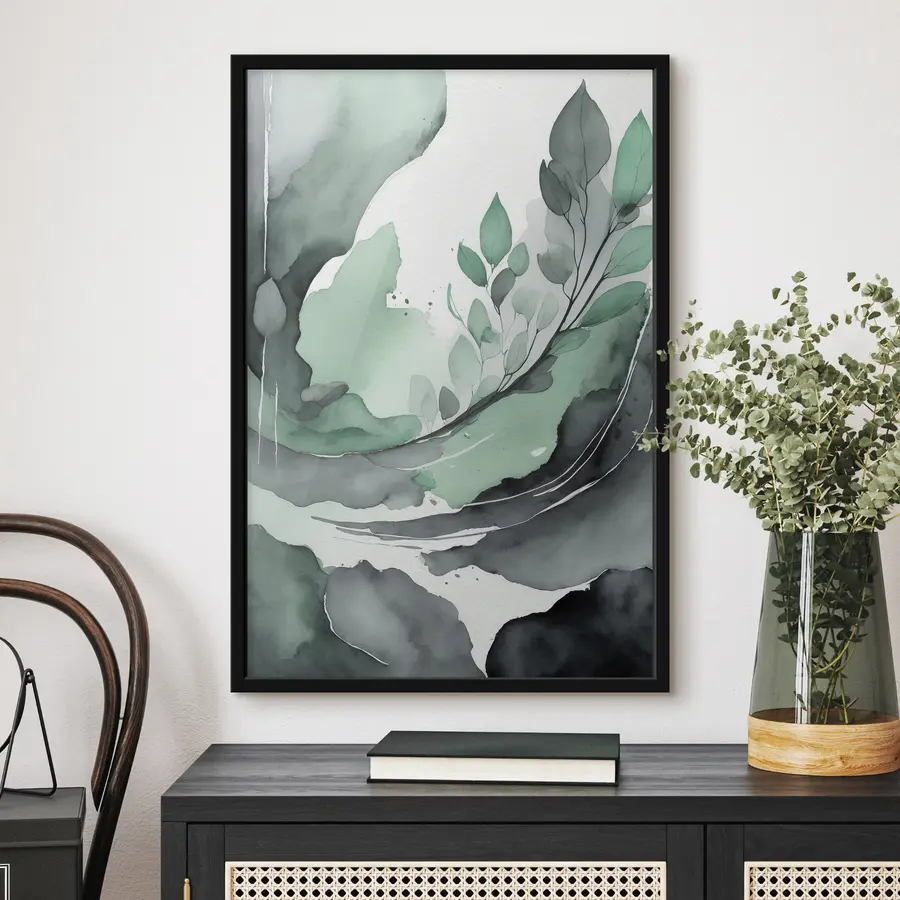 Fototapete Elegante Wasserfarbenblätter in sanften Farbtönen f36502