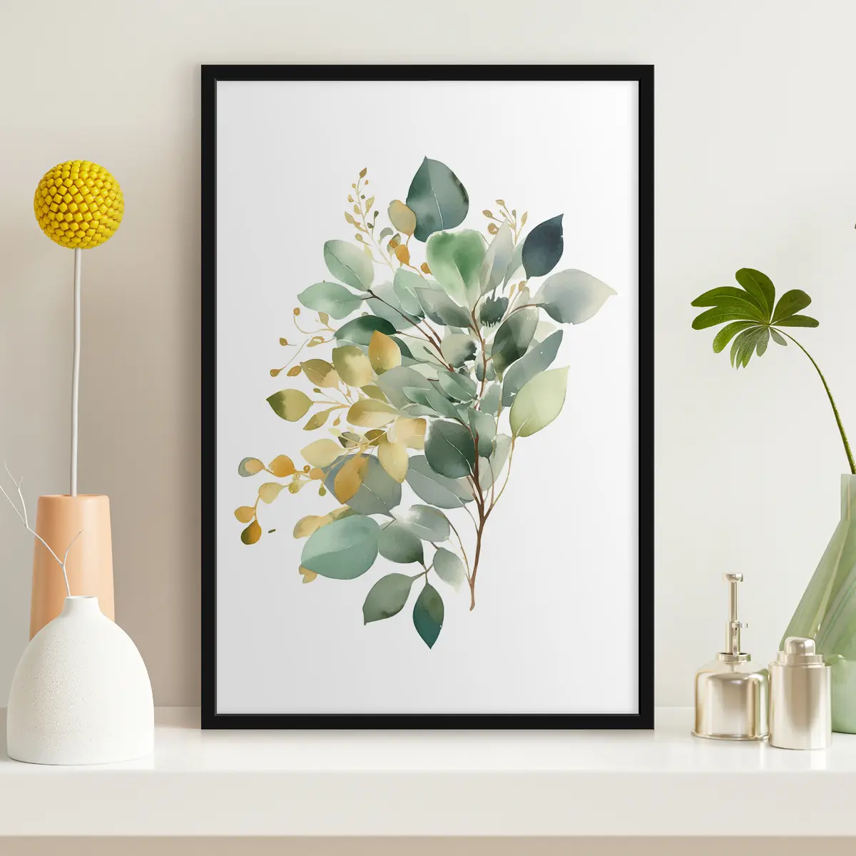 Poster Die Harmonie der Natur in leuchtendem Grün f36354