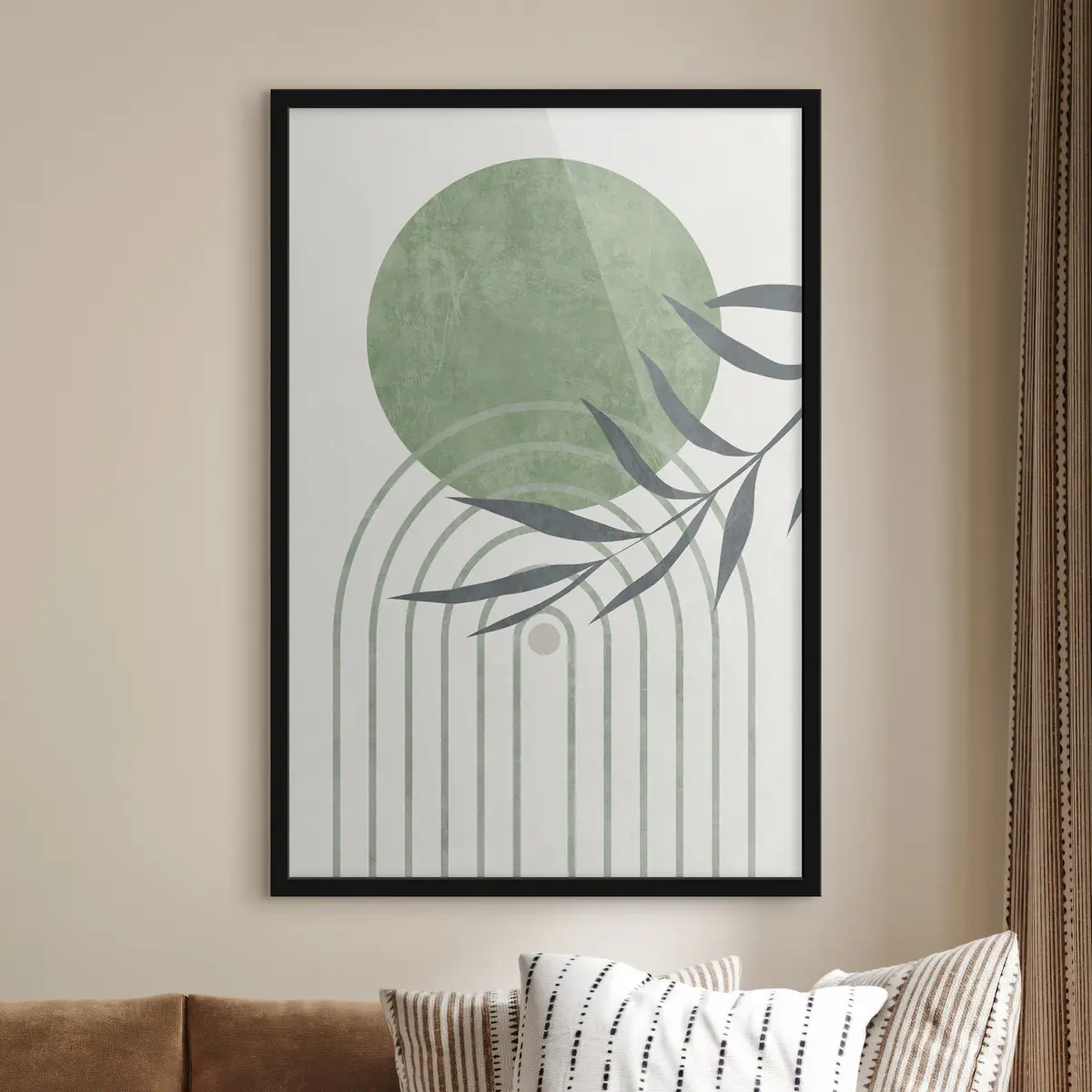 Poster Sanfte Kurven und zarte Grüntöne f36421