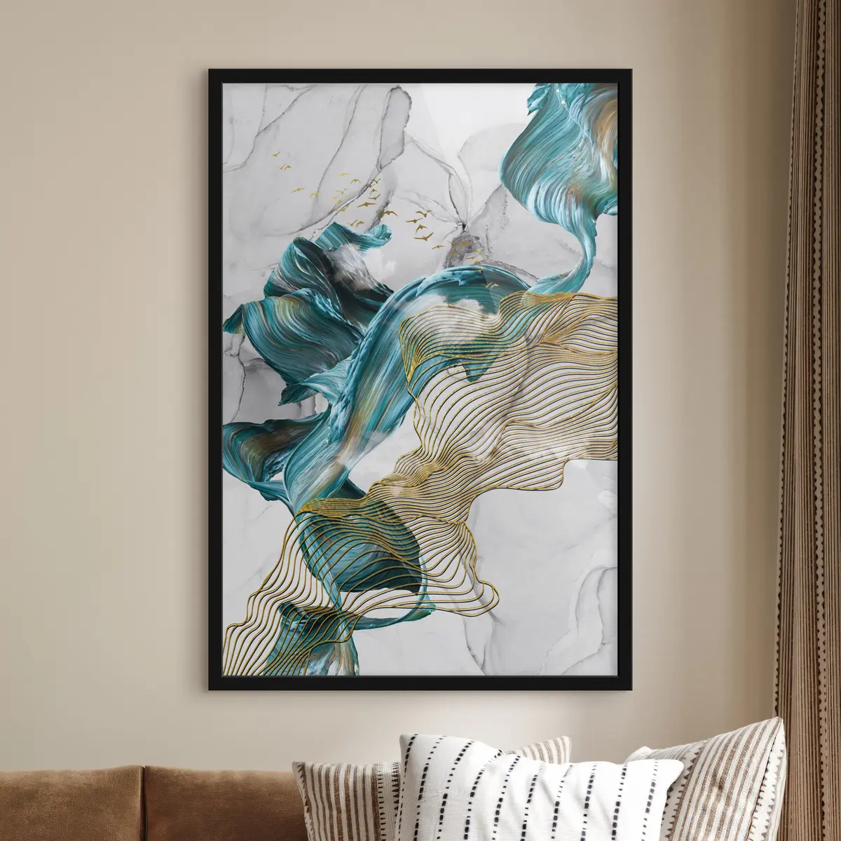 Poster Dynamische Wellen aus Farbe und Textur f35797