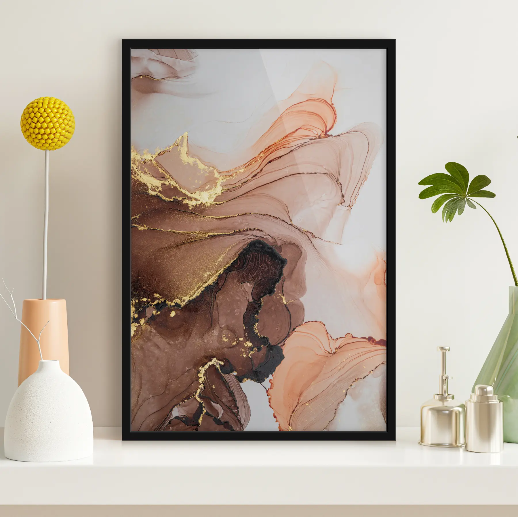 Fototapete Abstrakte Wellen in sanften Erdtönen f36514