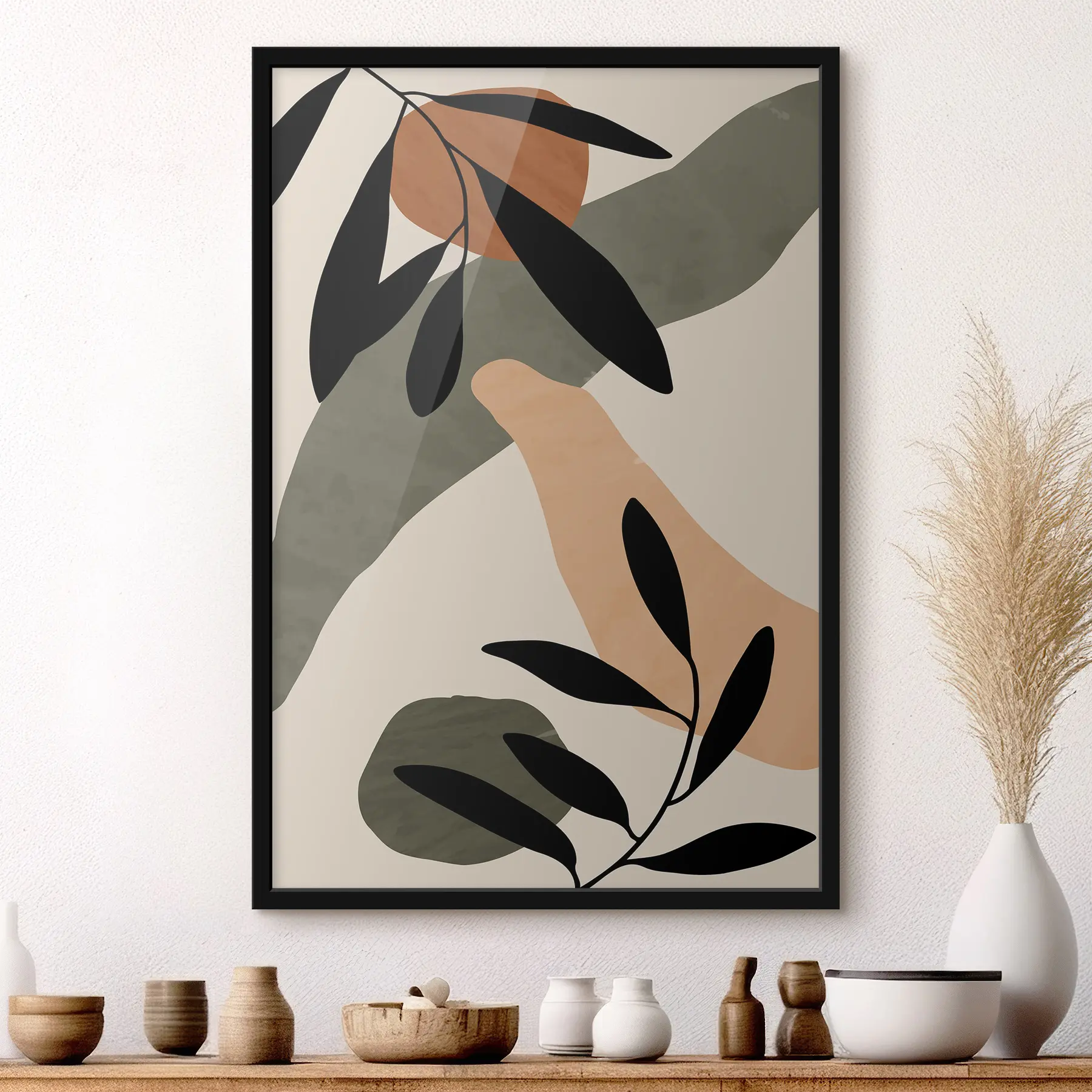 Wandbilder Abstrakte Formen und Blätter in Harmonie f36480