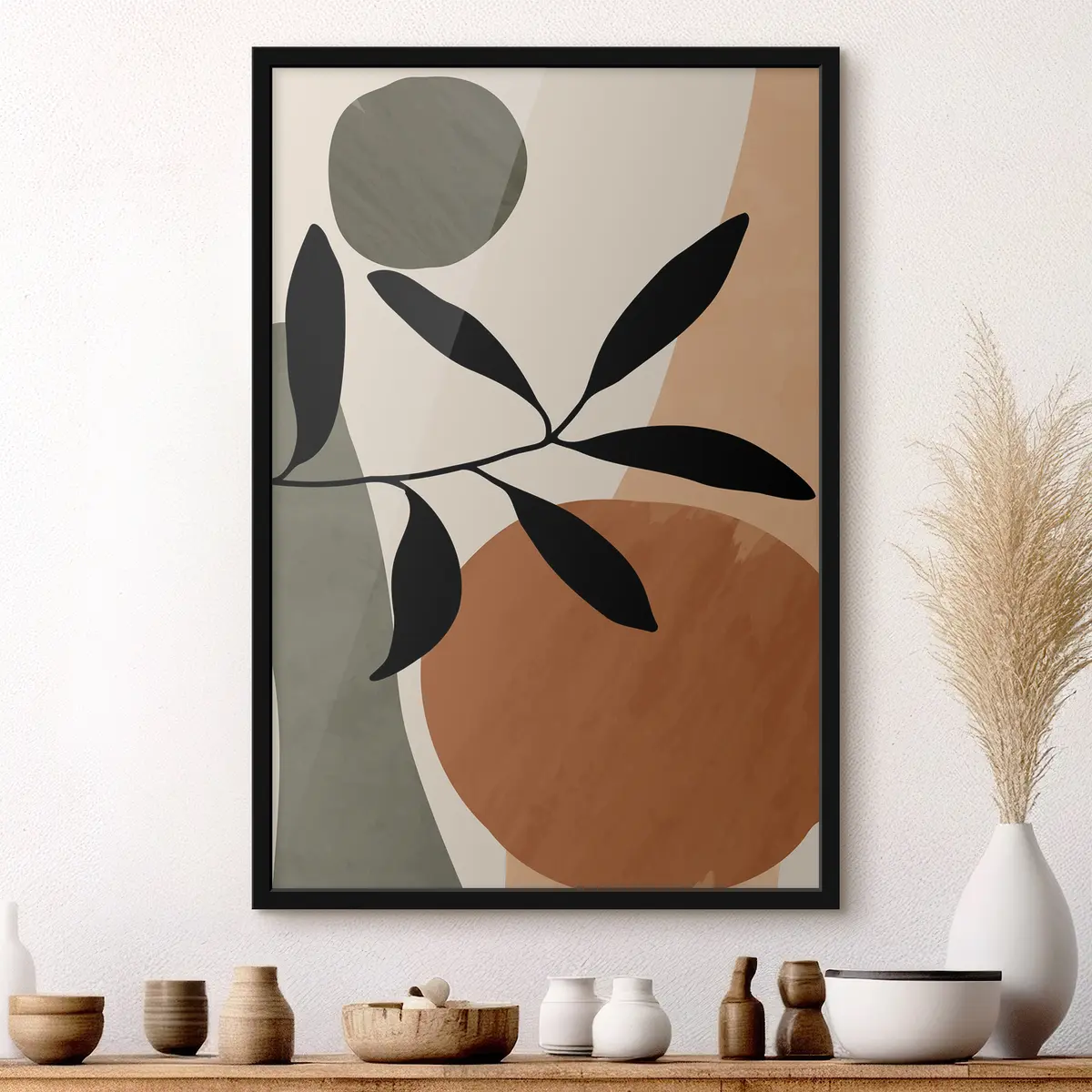 Poster Abstrakte Formen mit natürlichen Elementen f36481