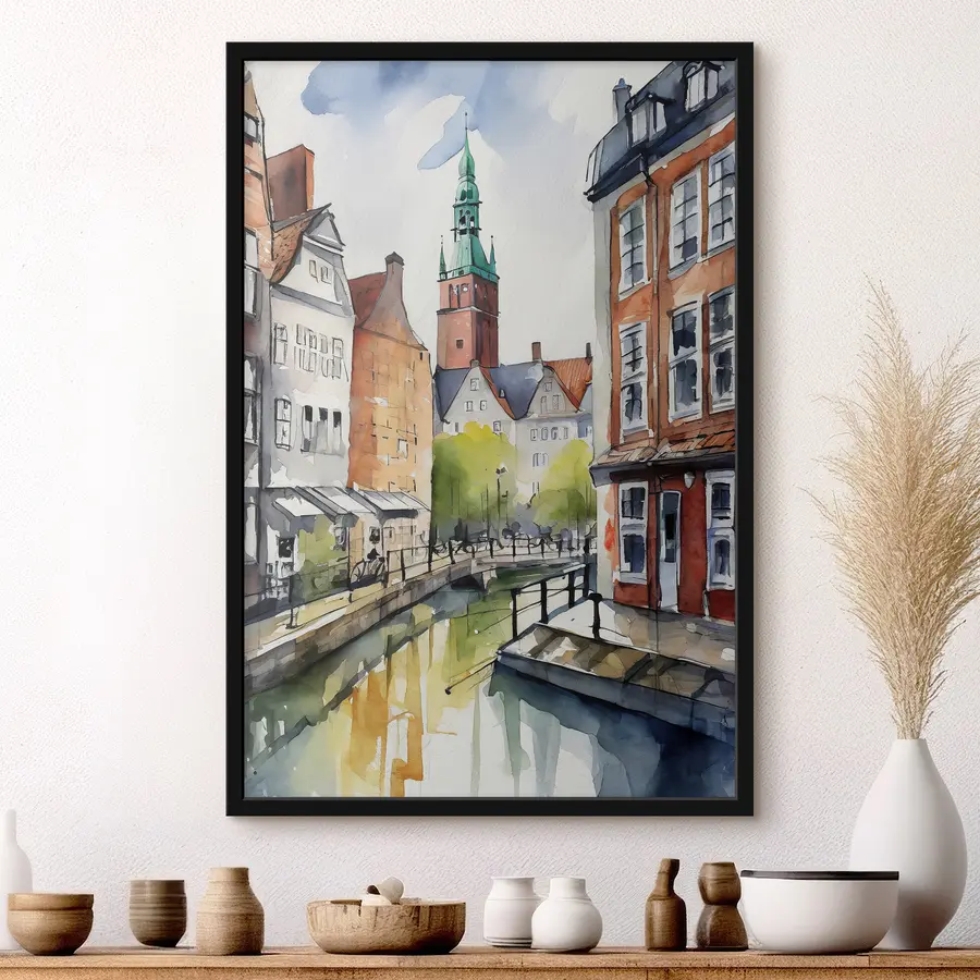 Fototapete Bezaubernder Kanal in einer historischen Stadt f36682