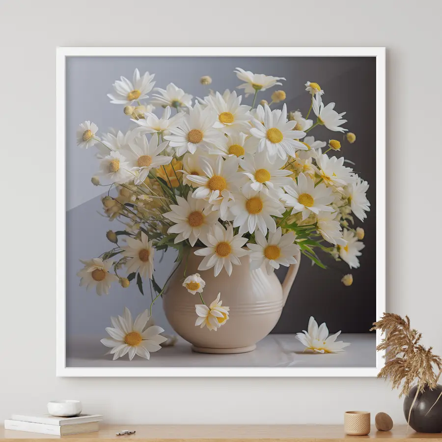Fototapete Leuchtende Gänseblümchen in einer hübschen Vase f36813