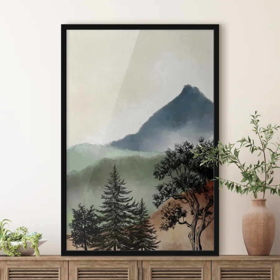 Fototapete Ruhige Landschaft mit majestätischen Bergen f36604