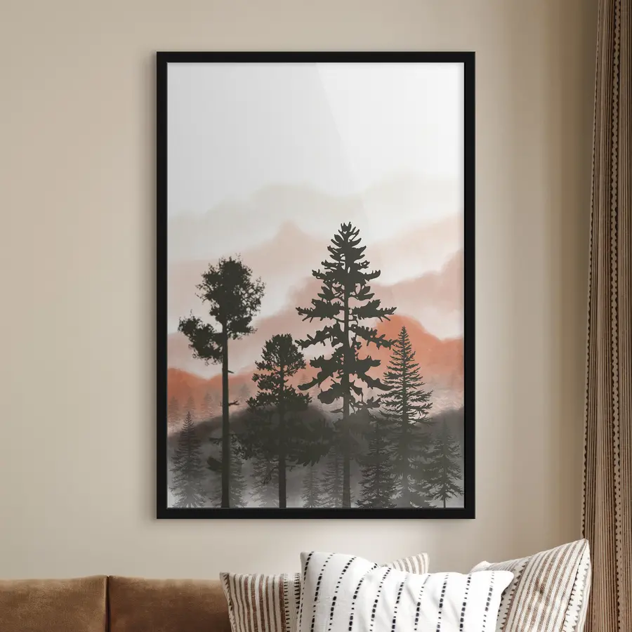 Fototapete Silhouettierte Bäume gegen einen sanften Himmel f36605v2