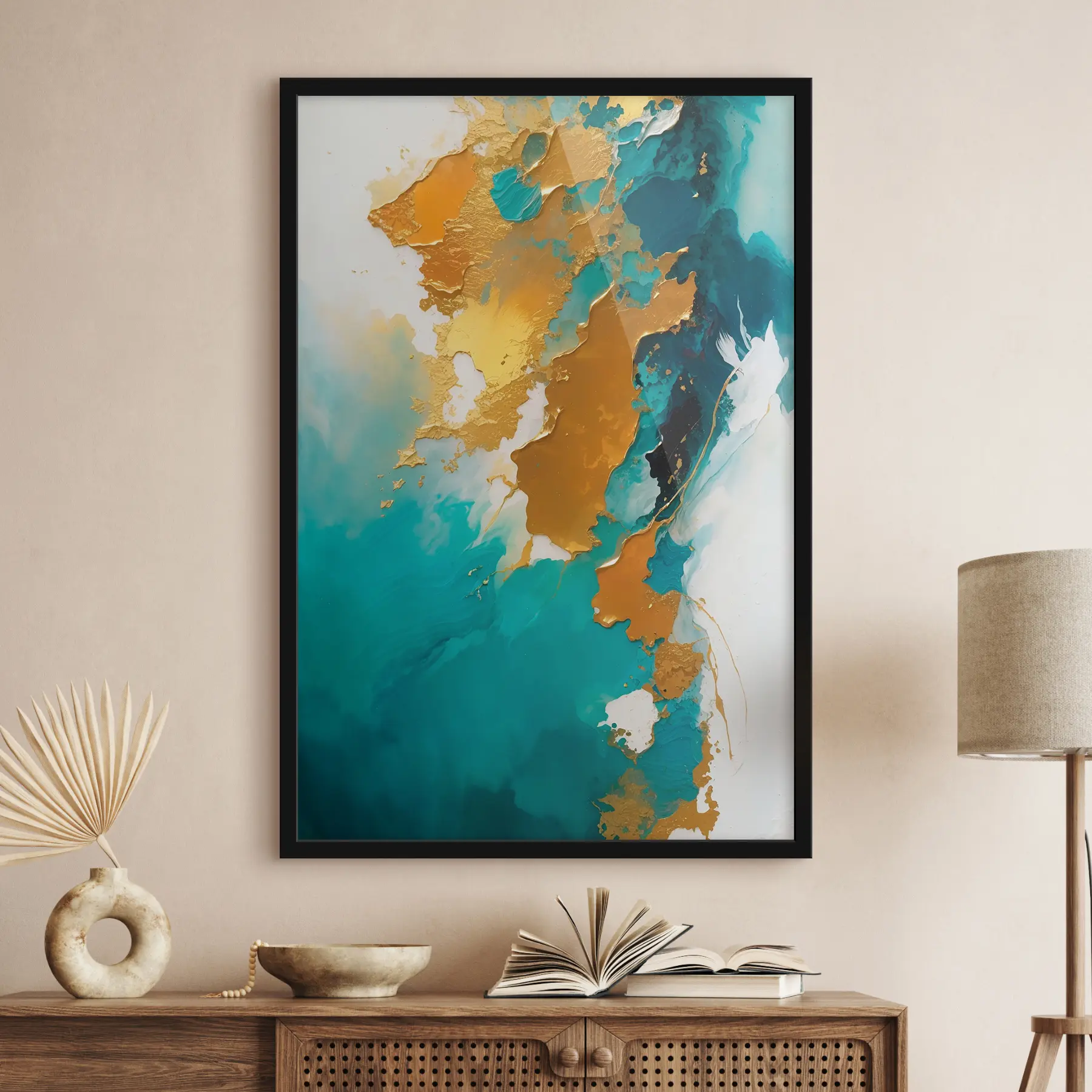 Fototapete Und blaue Farben auf weißem Leinen f35823