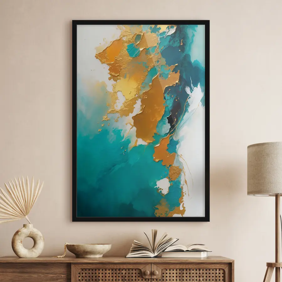 Fototapete Und blaue Farben auf weißem Leinen f35823