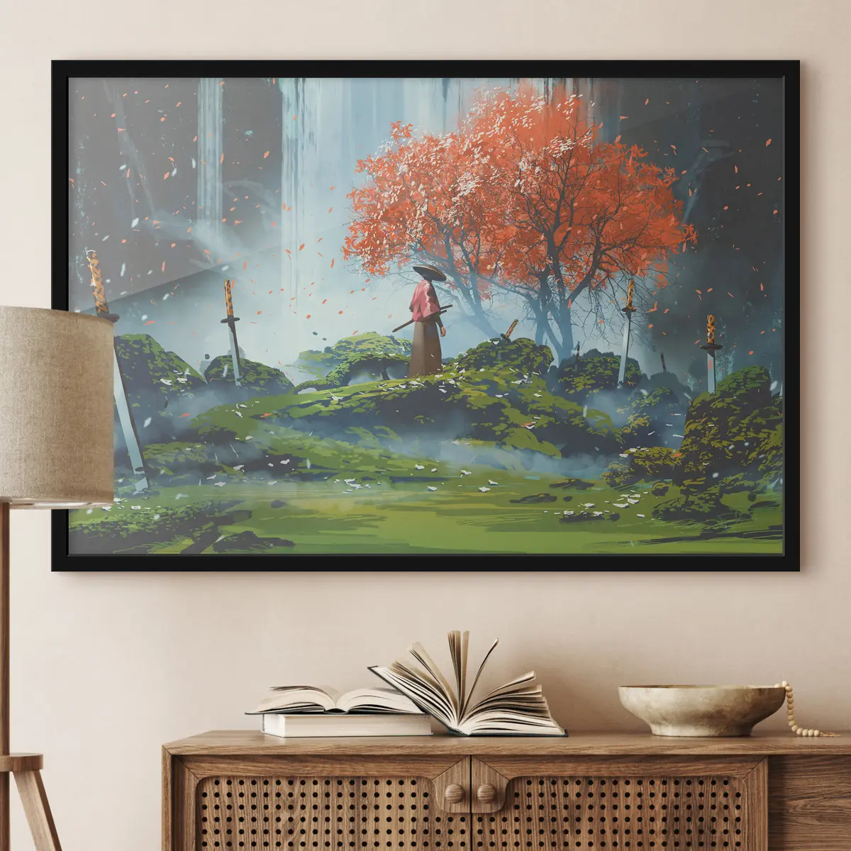 Poster Kriegerin inmitten der Ruhe der Natur f37105