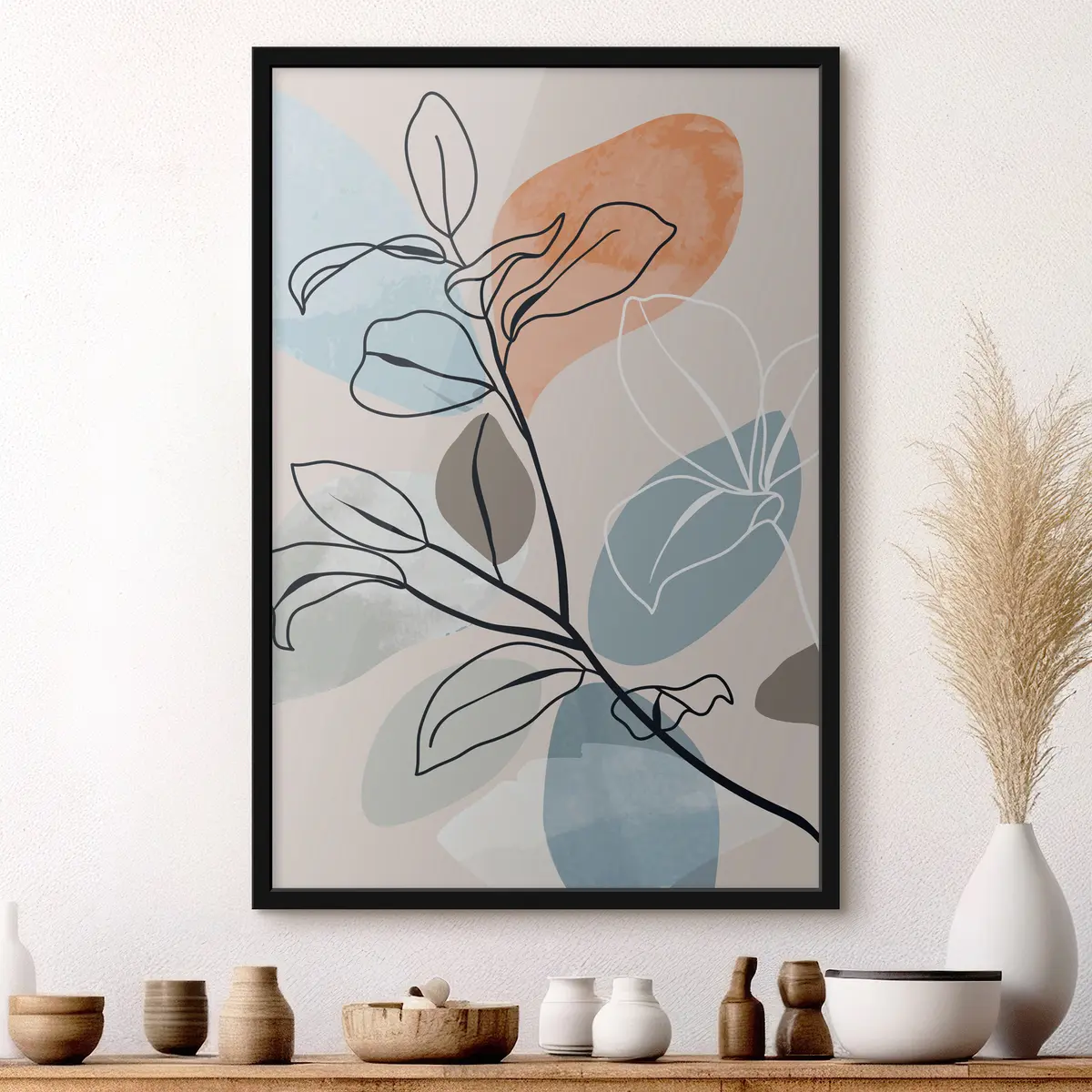 Poster Stilvolle Strichzeichnungen mit bunten Formen f36817