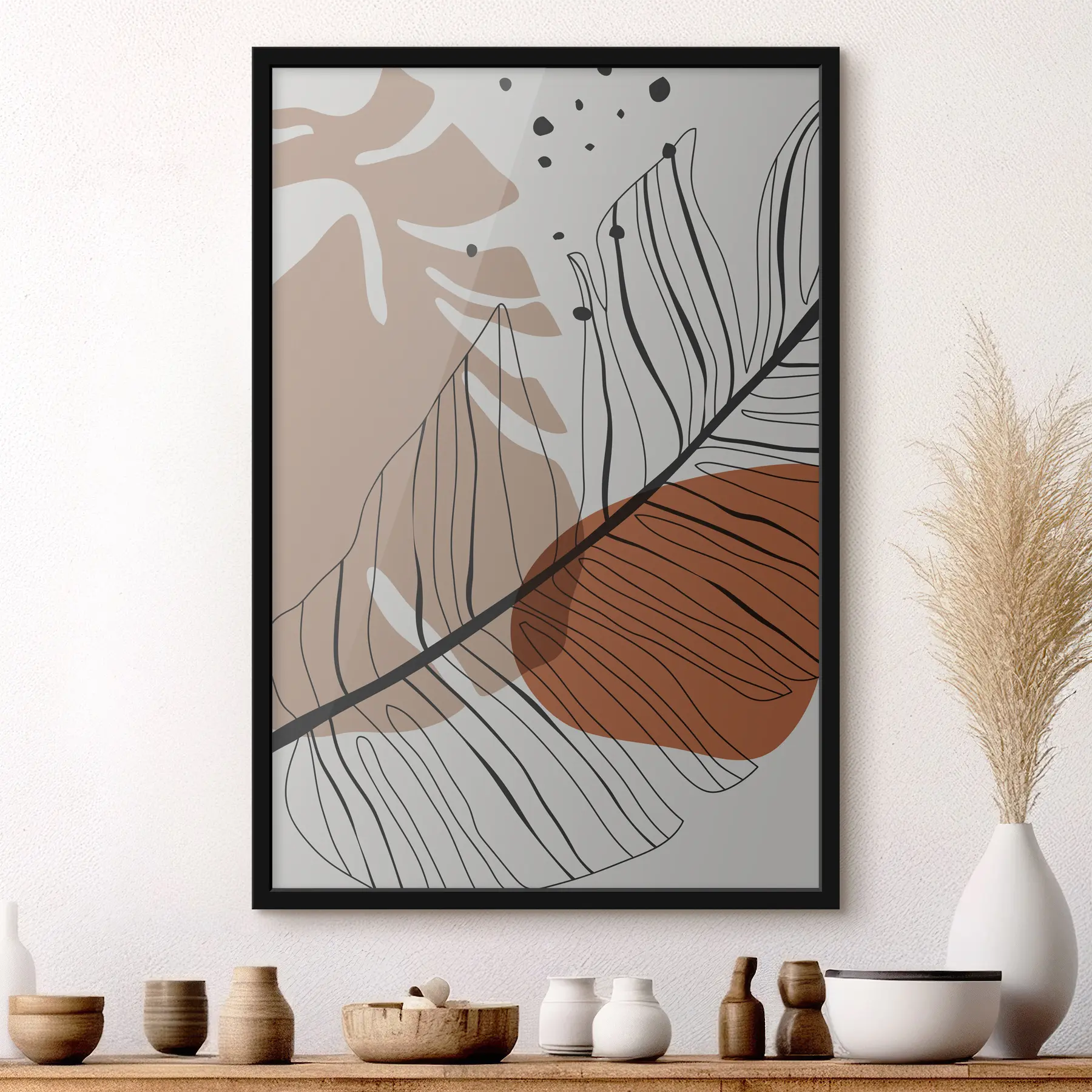 Fototapete Abstrakte Formen und zarte Linien vereinen sich f37029