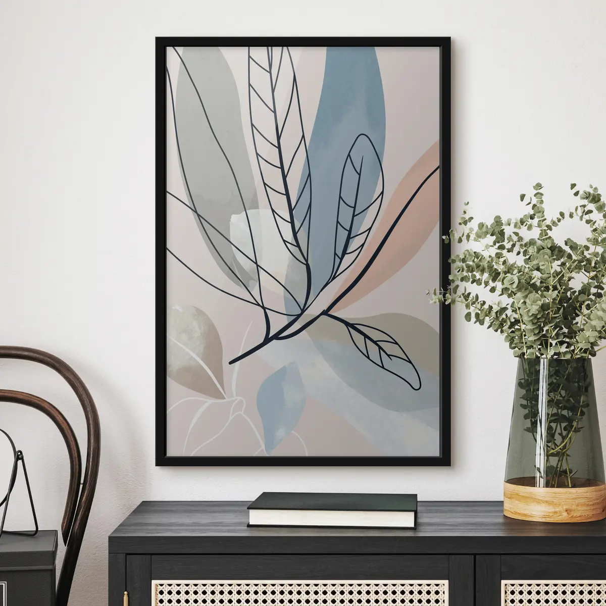 Poster Abstrakte Blätter in sanften Farben f37053