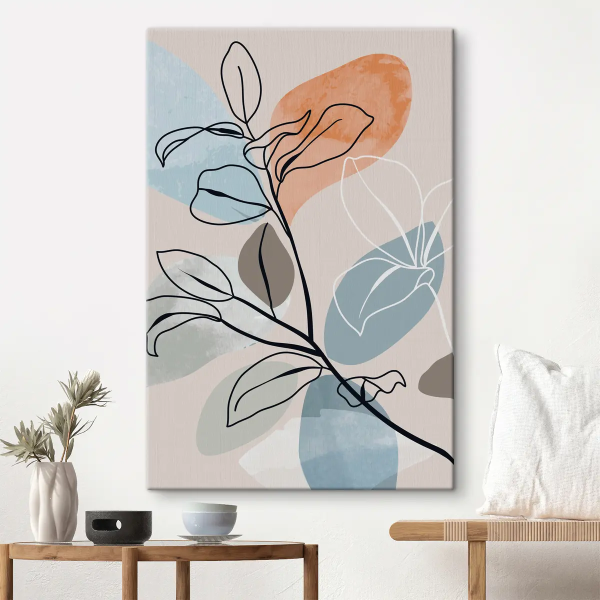 Wandbilder Abstrakter Pflanzenentwurf auf gedämpftem Hintergrund s36817