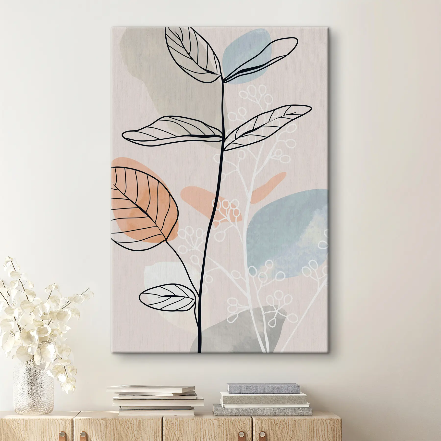Wandbilder Elegante Linienkunst aus Grünzeug s37052