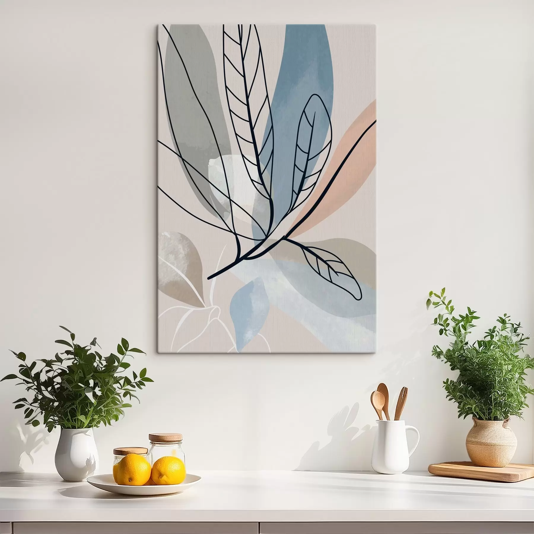 Fototapete Elegante Blätter in sanften Farben s37053