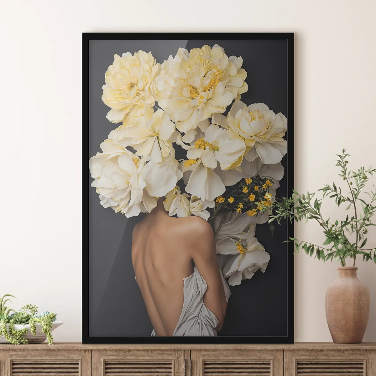 Poster Blumige Eleganz in sanfter Umarmung f37162