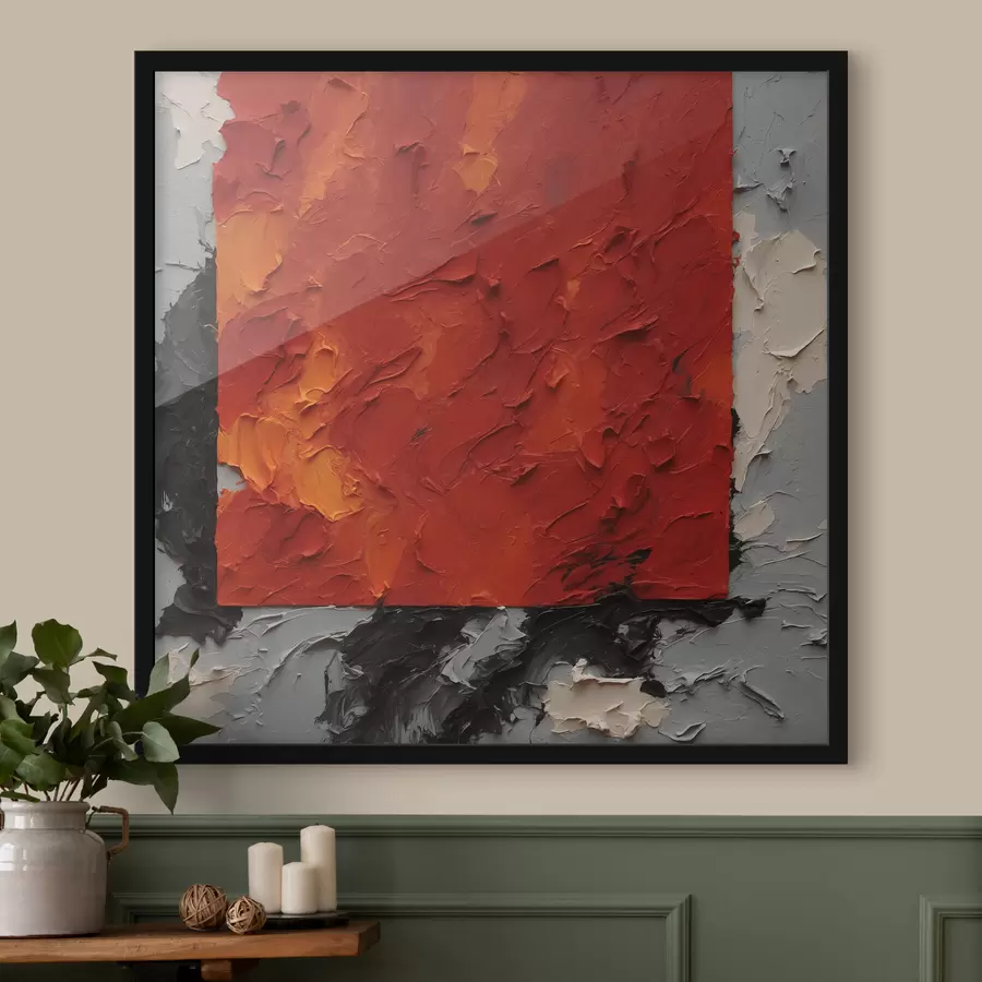 Fototapete Abstraktes Ölgemälde mit rotem Quadrat f37167