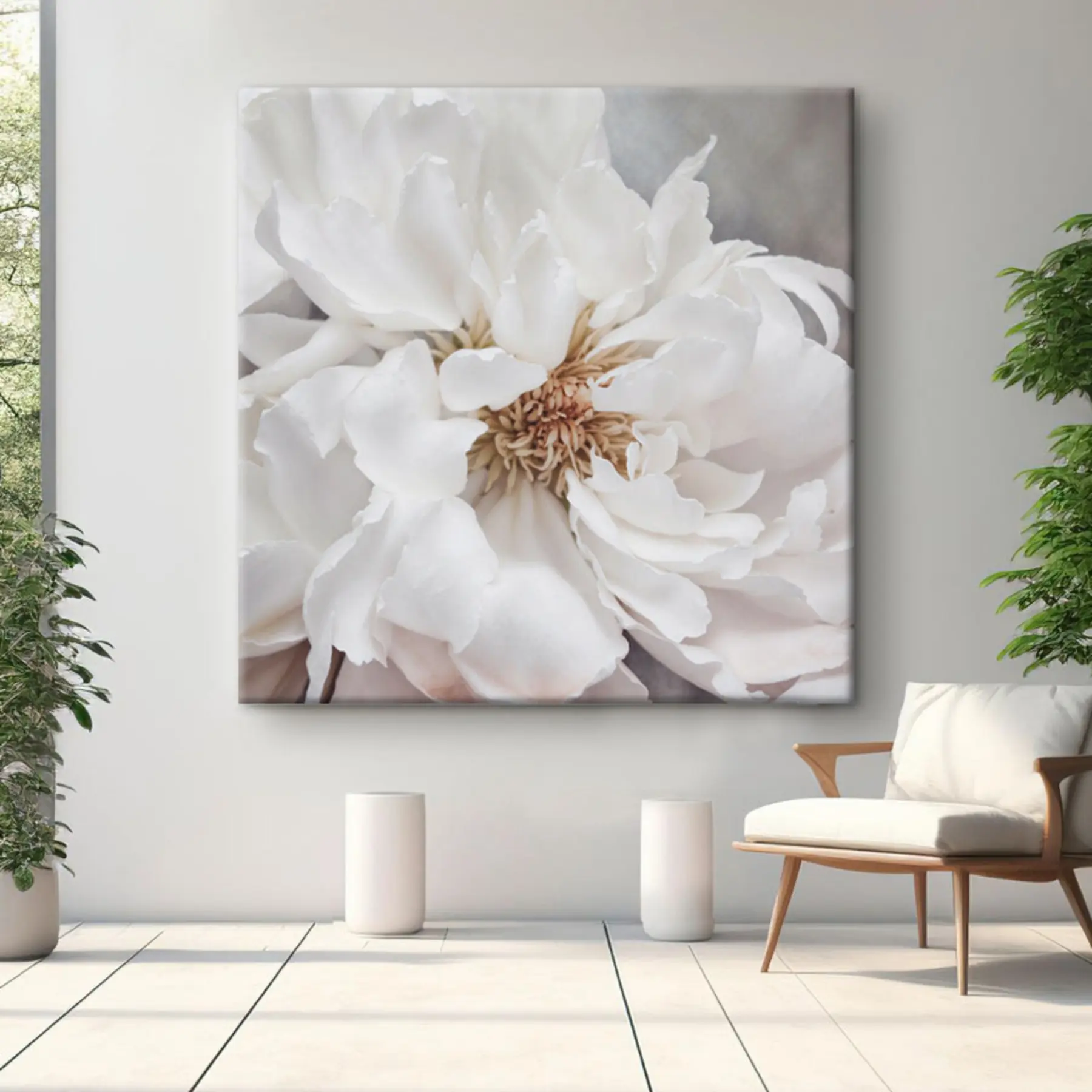 Fototapete Elegante weiße Blüte in weichem Licht s37161