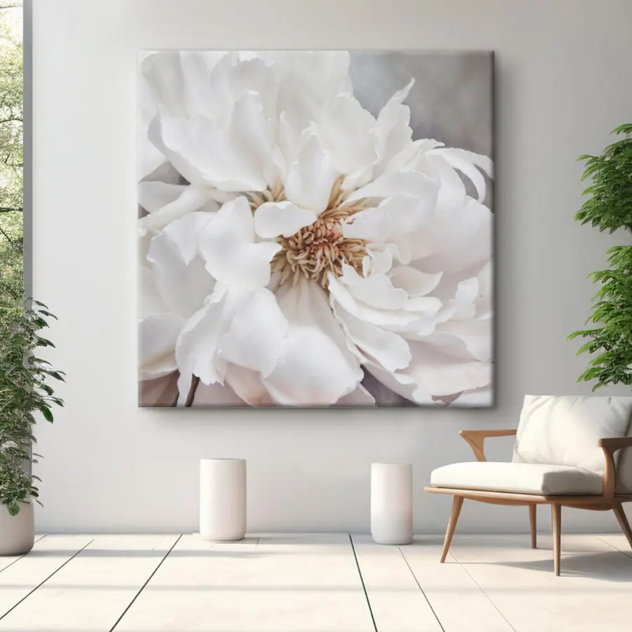 Wandbilder Elegante weiße Blüte in weichem Licht s37161