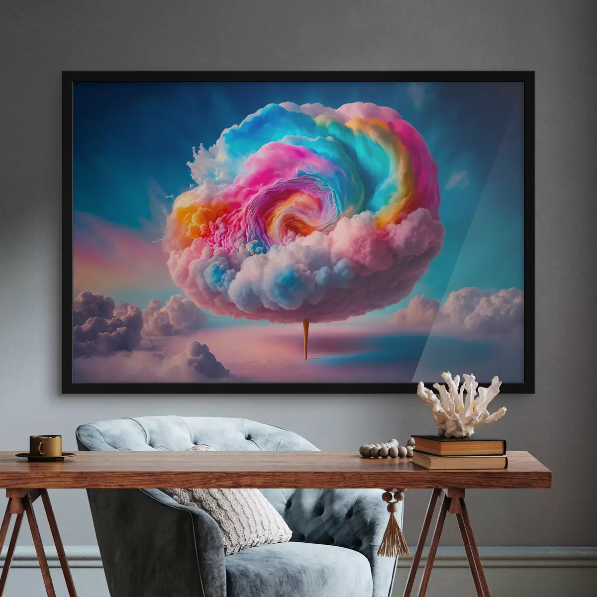 Poster Lebhafte Wolken wirbeln am Himmel f36698