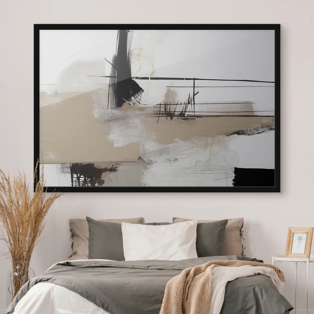 Poster Abstrakte Linien und erdige Farbtöne treffen aufeinander f37067