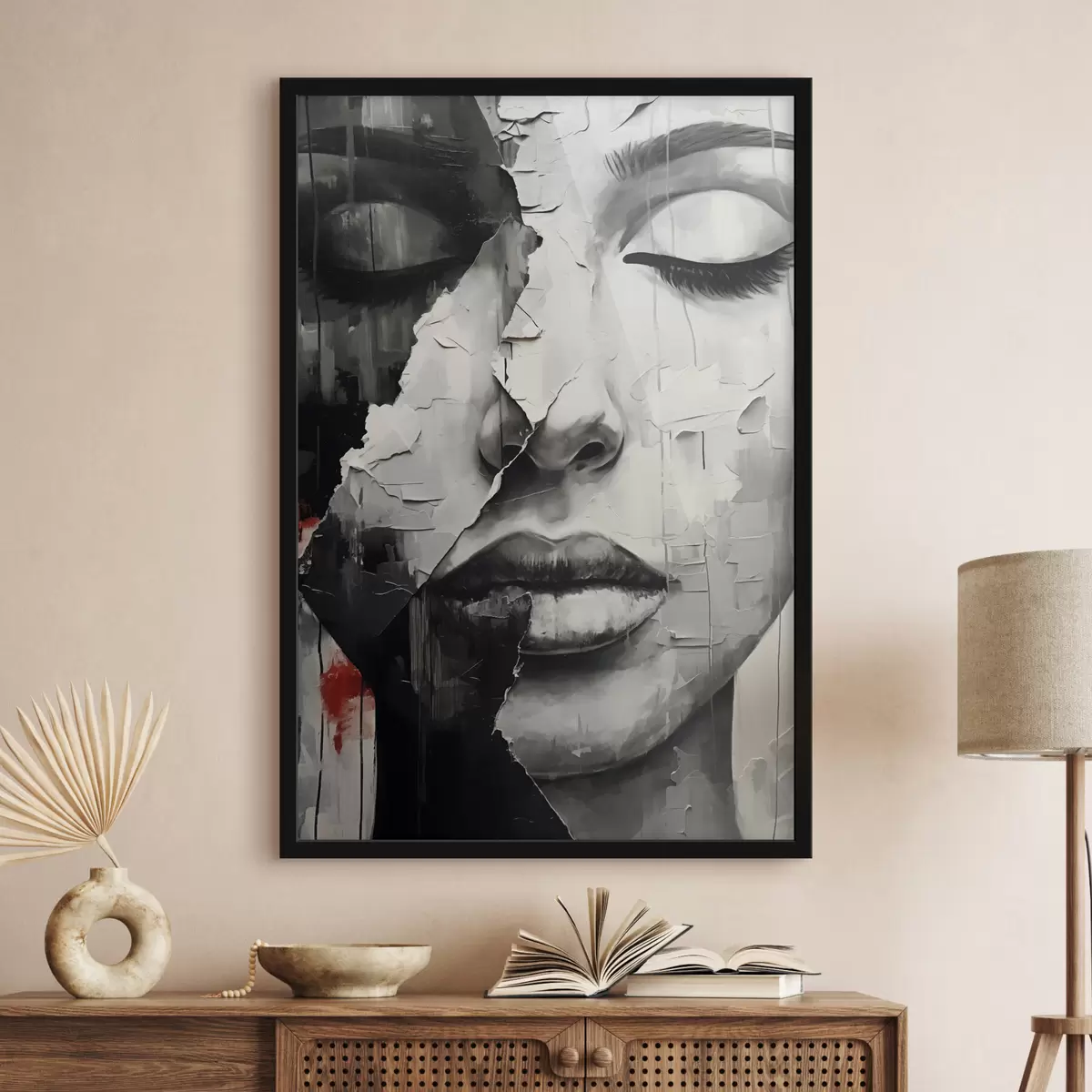 Poster Fragmentierte Schönheit in kontrastierenden Farbtönen f37068