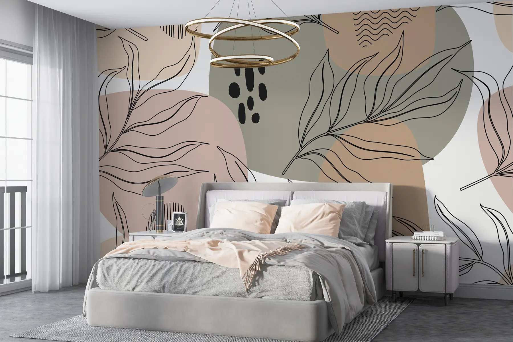 Fototapete Tropische Blätter sind in einem nahtlosen Muster handbemalt u99422